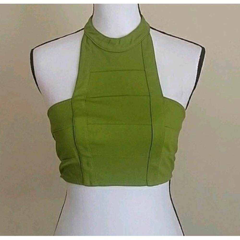 Out From Under Urban Outfitters Halter Top Small Chartreuse Green Corset Closure